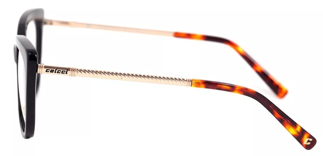 Óculos de Grau Colcci C6068 Preto e Dourado Brilho - 54 mm