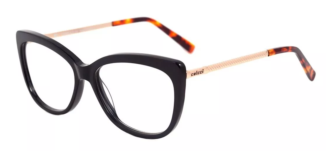 Óculos de Grau Colcci C6068 Preto e Dourado Brilho - 54 mm