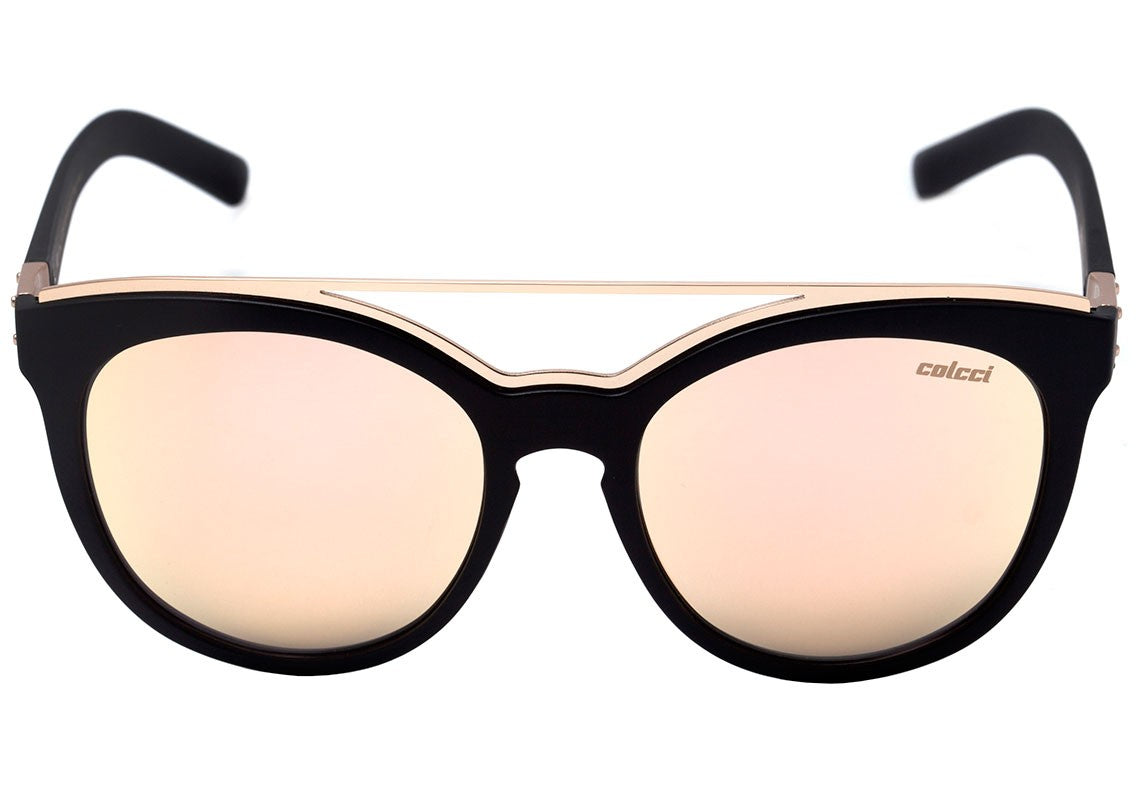 Óculos de Sol Colcci Nina II Preto Fosco e Dourado / Rosê Espelhado - 54 mm