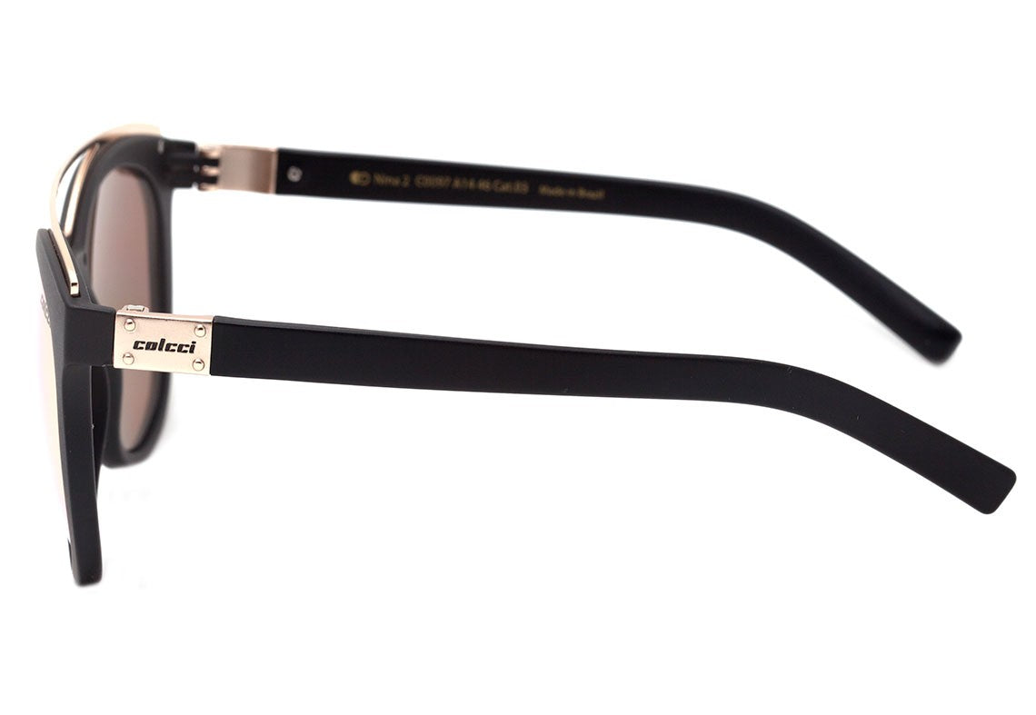 Óculos de Sol Colcci Nina II Preto Fosco e Dourado / Rosê Espelhado - 54 mm