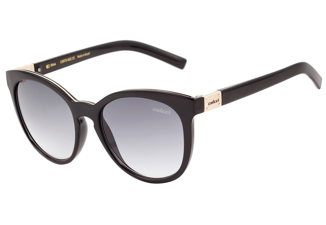Óculos de Sol Colcci Nina Preto Brilho / Preto Degradê - 54 mm