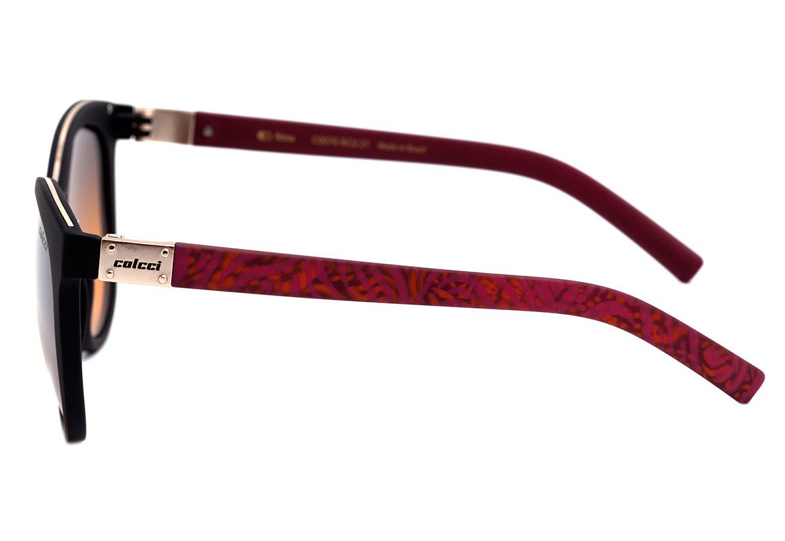 Óculos de Sol Colcci Nina Preto e Vermelho Fosco / Marrom Degradê Espelhado - 54 mm