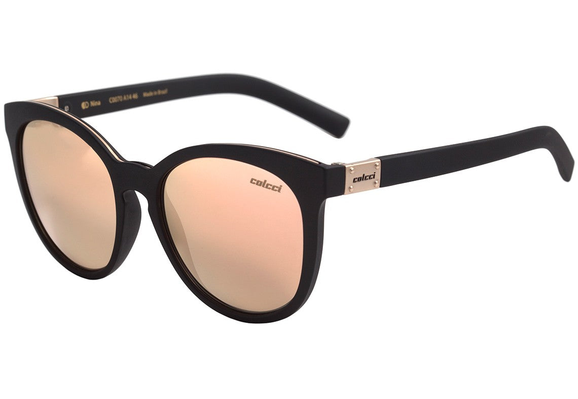 Óculos de Sol Colcci Nina Preto Fosco / Rosa Espelhado - Lente 5,4 cm