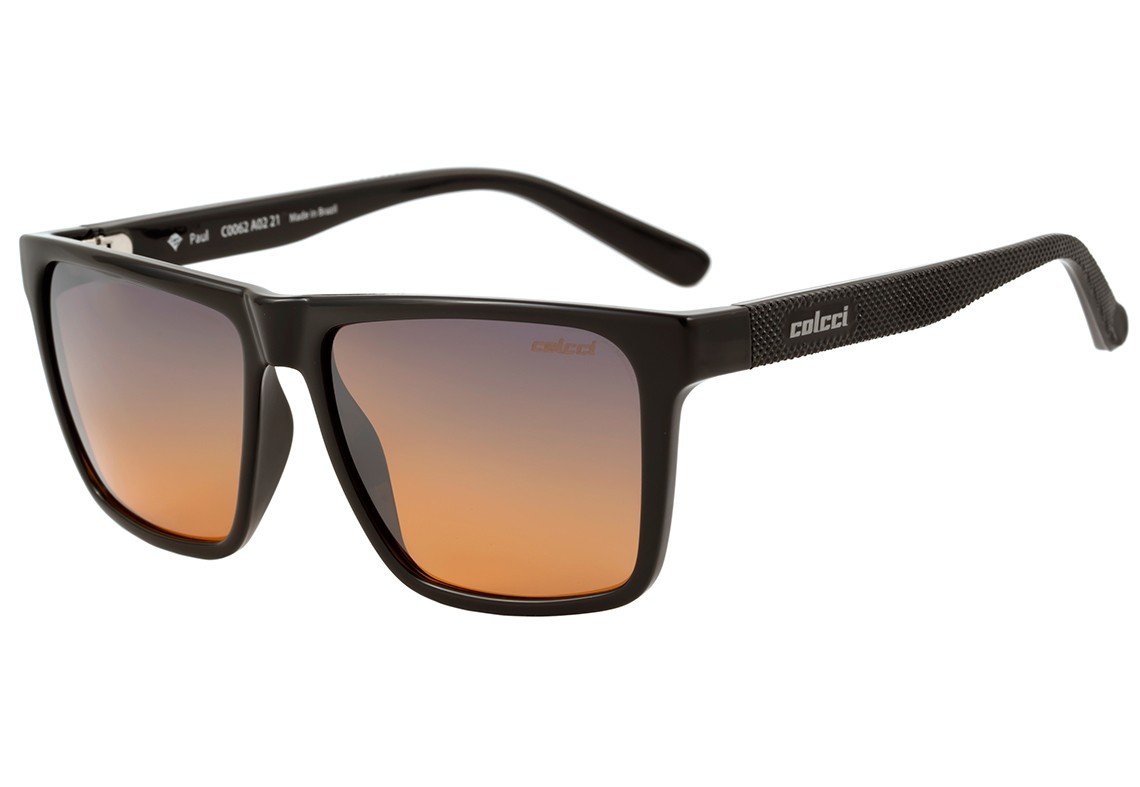 Colcci Paul Preto Brilho / Marrom Degradê Espelhado - 58 mm - Sol