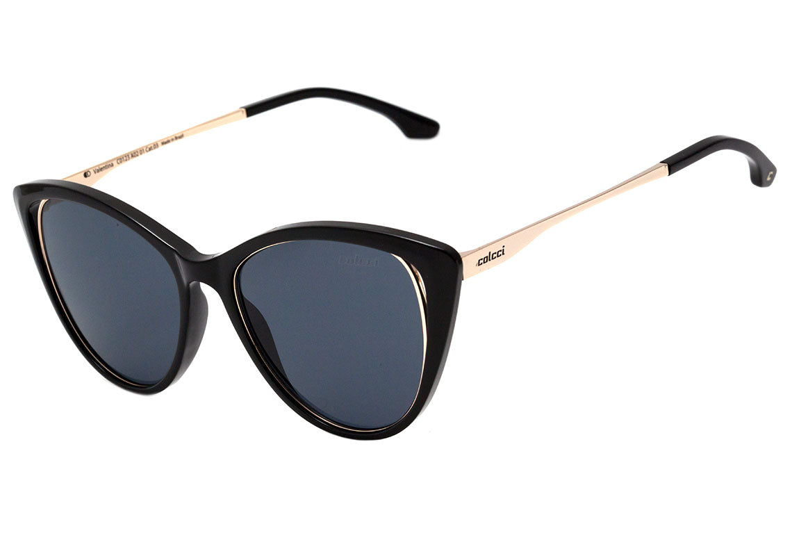 Óculos de Sol Colcci Valentina Preto Brilho / Azul Unico - Lente 5,2 cm
