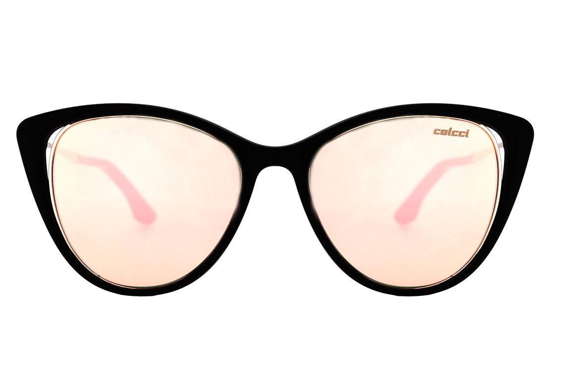 Óculos de Sol Colcci Valentina Preto Fosco / Rosê Espelhado Unico - Lente 5,2 cm