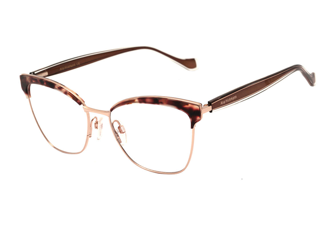 Ana Hickmann AH 1375 G21S Marrom Mesclado e Dourado Brilho - Lente 5,4 cm