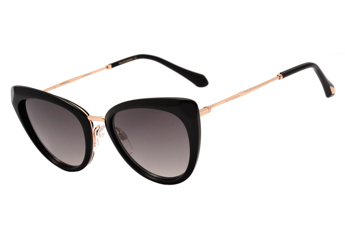 Ana Hickmann AH 9291 A01 Preto e Dourado Brilho / Cinza Degradê - Lente 5,5 cm