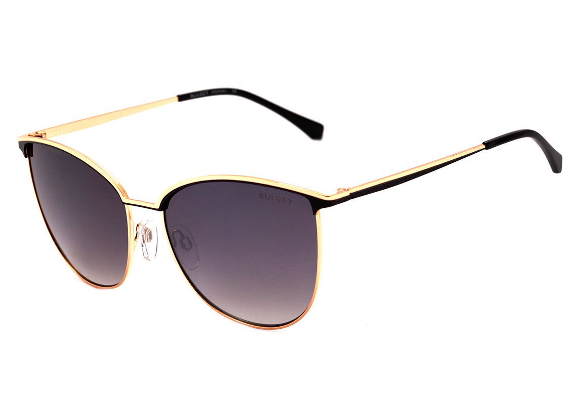Óculos de Sol Bulget BG 3260 09A PRETO FOSCO E DOURADO BRILHO/ PRETO DEGRADÊ ESPELHADO Lente 5,9 cm