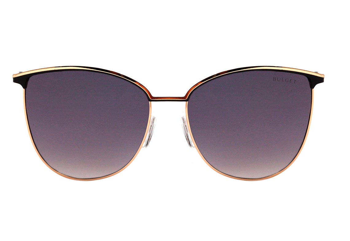 Óculos de Sol Bulget BG 3260 09A PRETO FOSCO E DOURADO BRILHO/ PRETO DEGRADÊ ESPELHADO Lente 5,9 cm