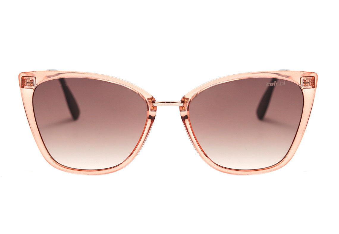 Colcci Aretha Nude Translúcido e Dourado Brilho / Marrom Degradê Unico - Lente 5,7 cm - Sol