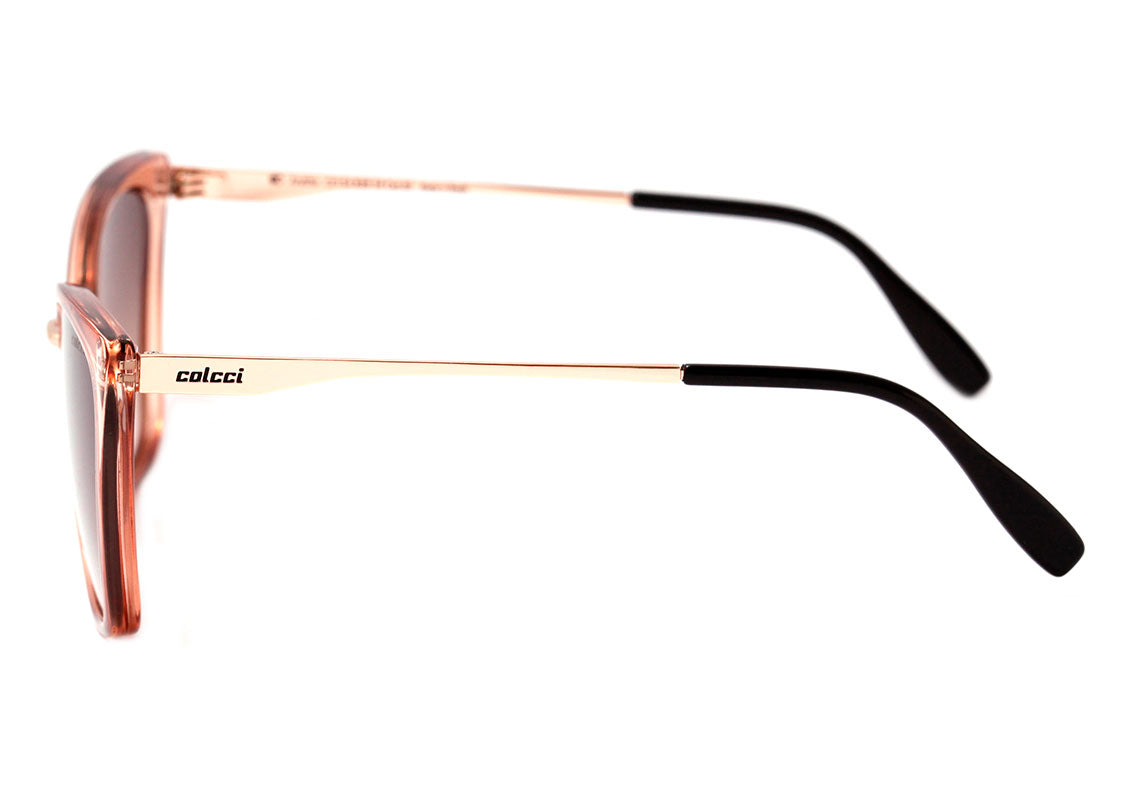 Colcci Aretha Nude Translúcido e Dourado Brilho / Marrom Degradê Unico - Lente 5,7 cm - Sol