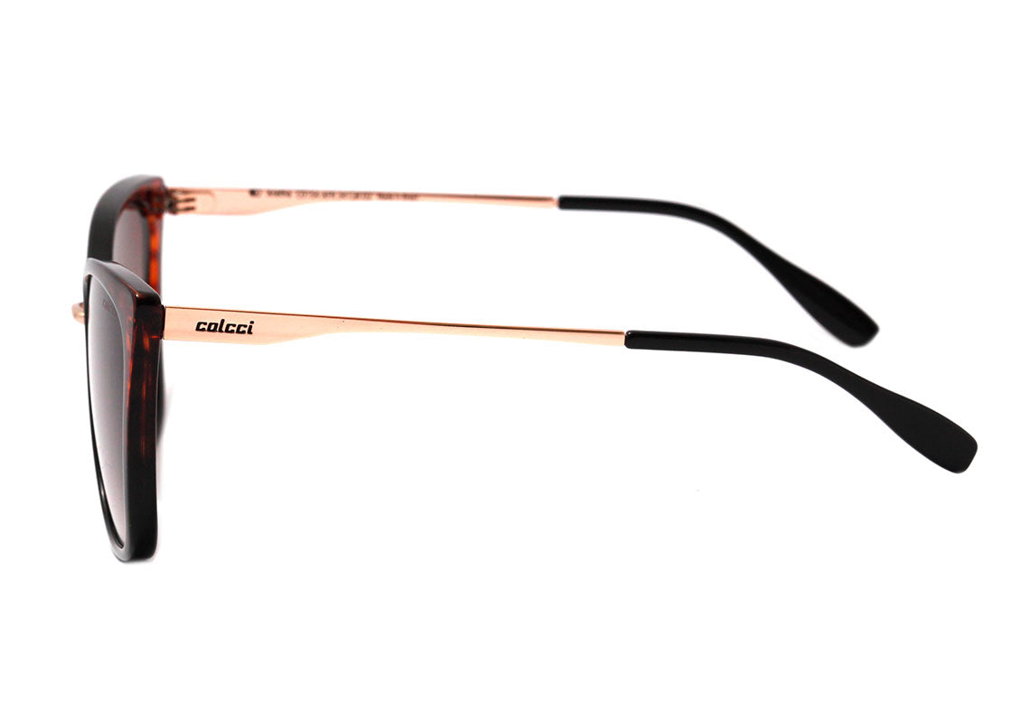 Colcci Aretha Preto e Marrom Translúcido Brilho / Marrom Degradê Unico - Lente 5,7 cm - Sol