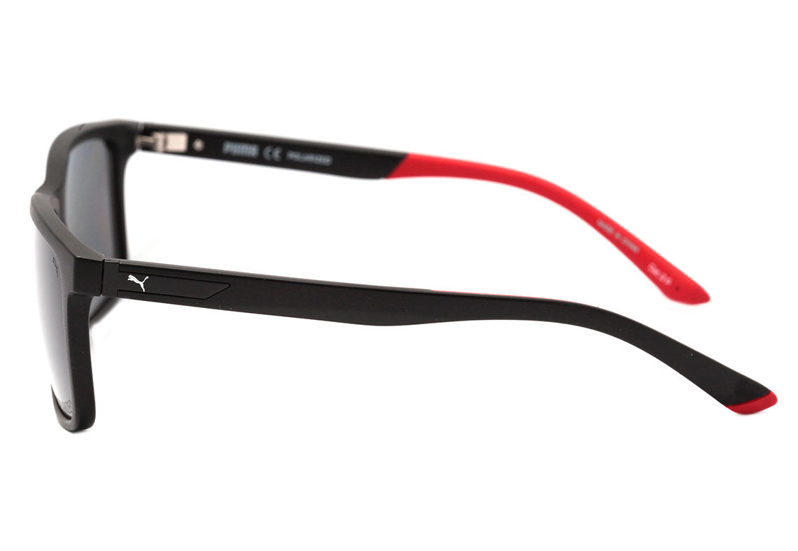 Puma PE0076S 001 Preto e Vermelho Fosco/ Cinza Polarizado Lente 5,6 Cm