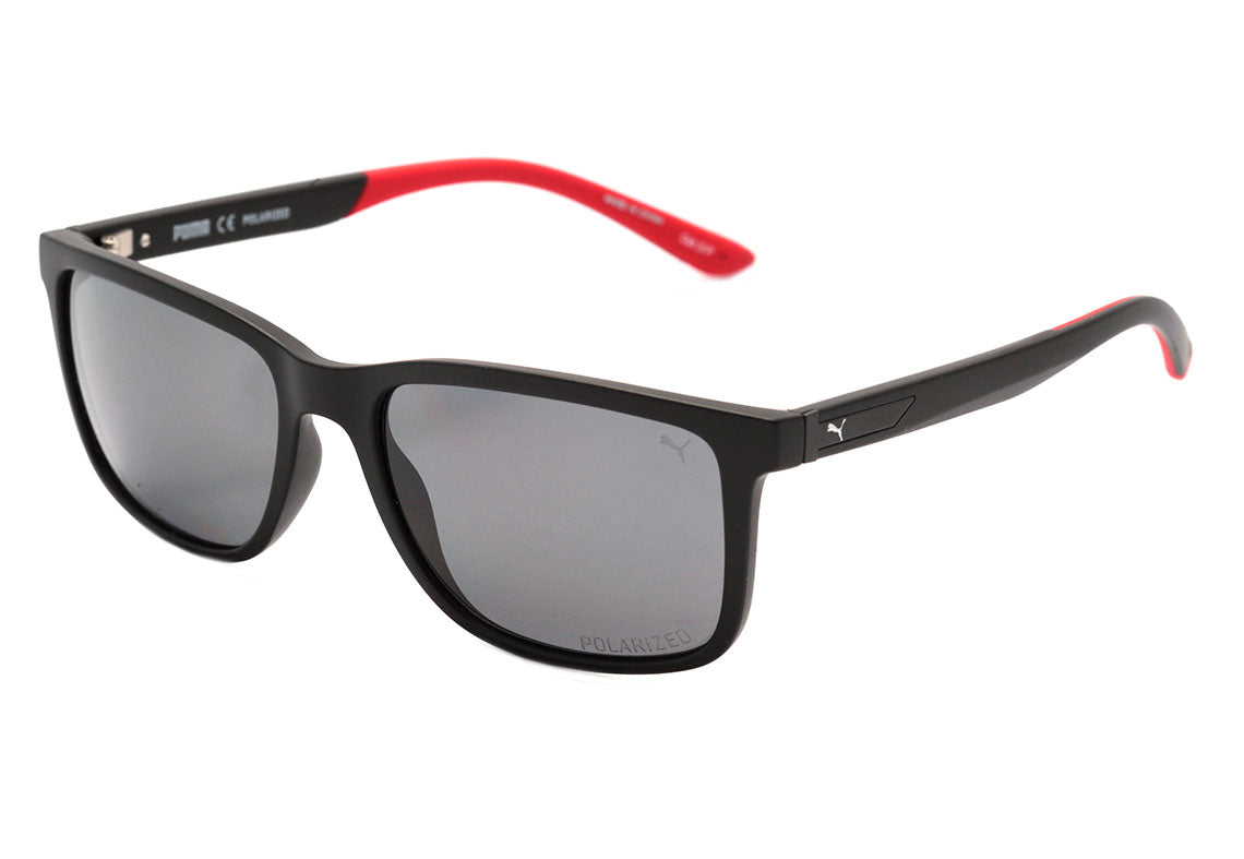 Puma PE0076S 001 Preto e Vermelho Fosco/ Cinza Polarizado Lente 5,6 Cm