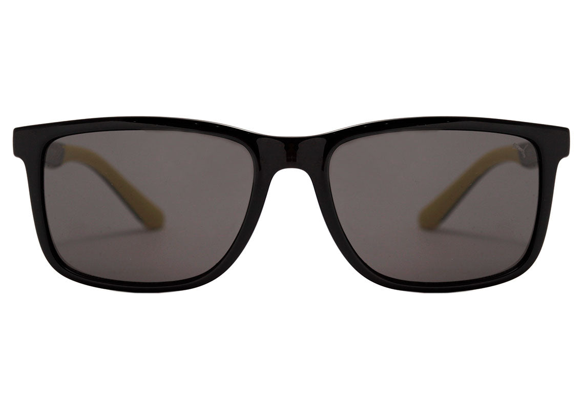 Puma PE0076S 002 Preto Brilho e Amarelo Fosco / Cinza - 56 mm