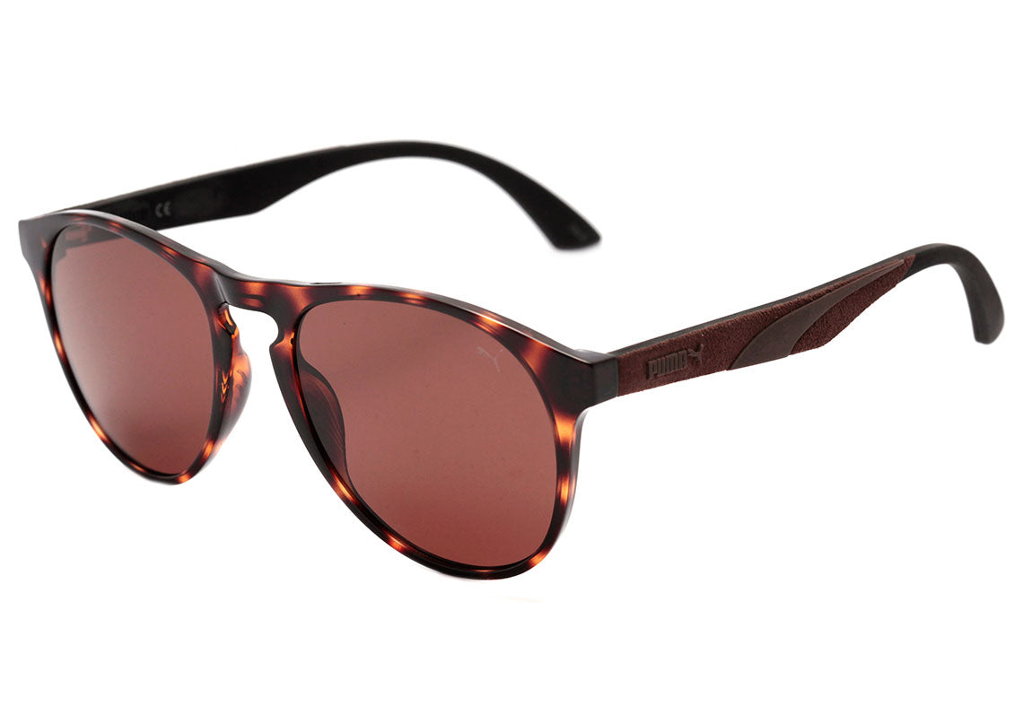 Puma PU0143S-002 Marrom Mesclado Brilho Marrom - Sol - 54 mm