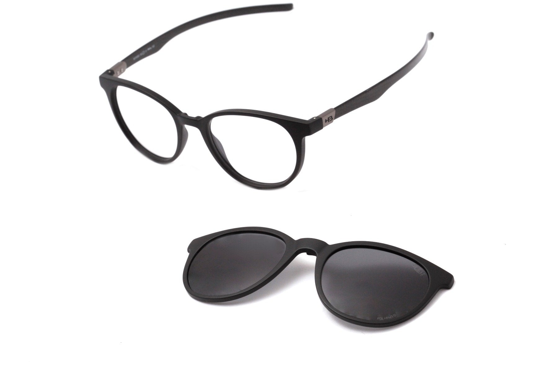 HB Duotech 0253 Clip On Matte Black Carbon Fiber / Gray Polarized - Lente 4,9 cm - Grau