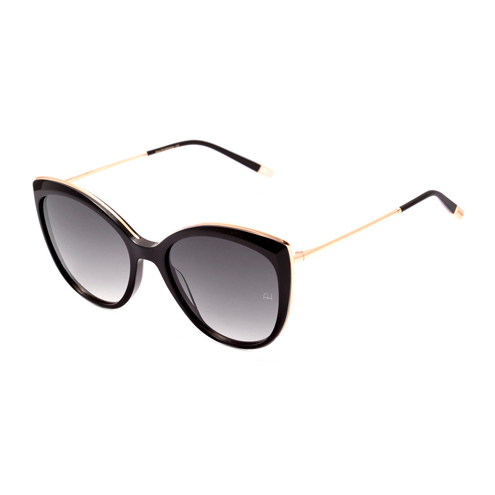 Ana Hickmann AH 9295 A01 Preto e Dourado Brilho / Cinza Degradê - Lente 5,6 cm