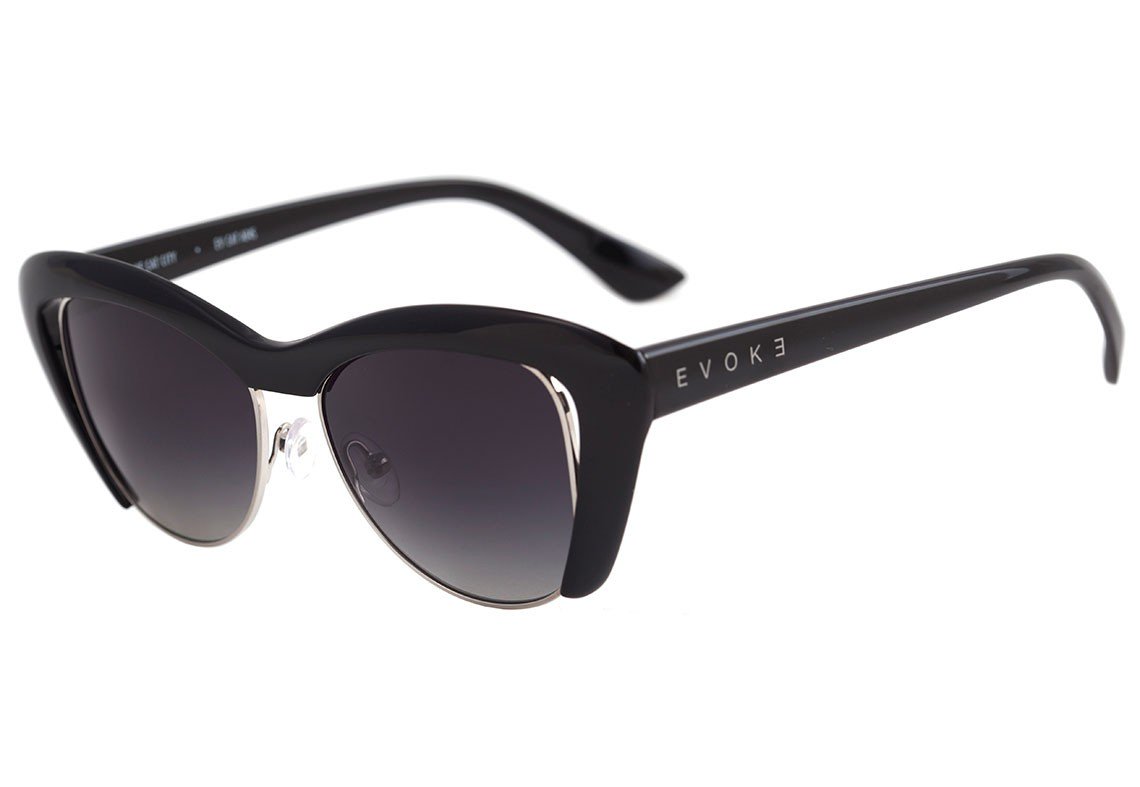 Óculos de Sol Evoke Cat City A04S Black Shine / Gray Degradê Polarizado - 49 mm