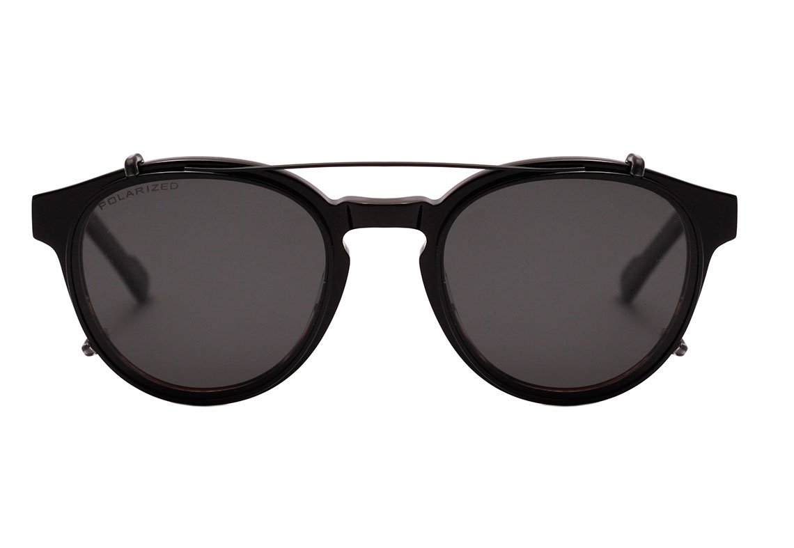 Óculos de Grau Evoke Clip On Retrô H01 Black Turtle Shine / Gray Polarized - Lente 5,1 cm