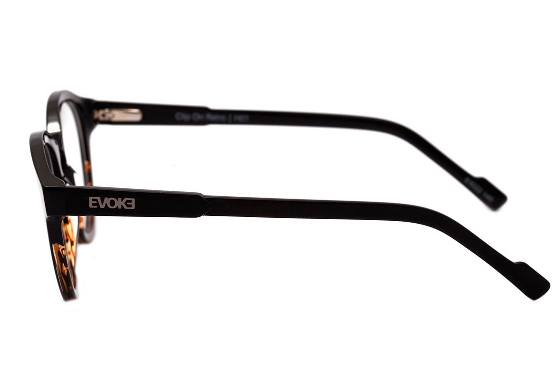 Óculos de Grau Evoke Clip On Retrô H01 Black Turtle Shine / Gray Polarized - Lente 5,1 cm