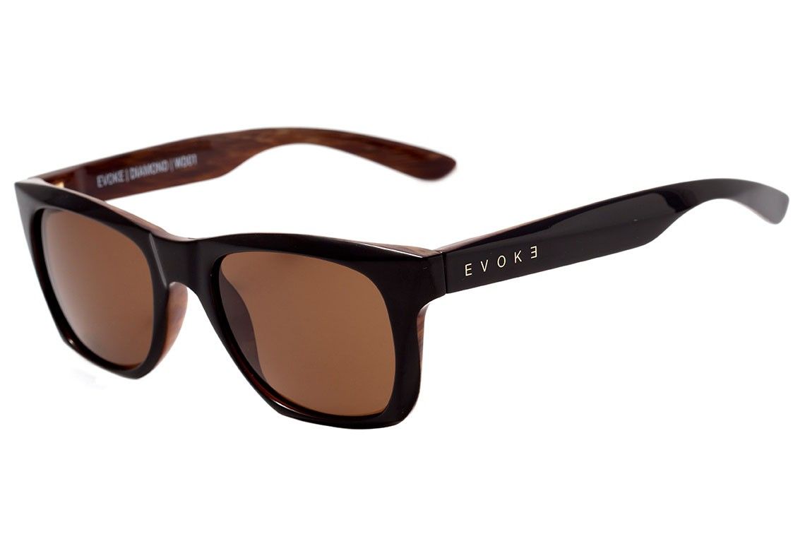 Óculos de Sol Evoke Diamond Wd01 Black Shine Wood/ Brown