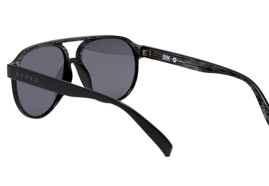 Óculos de Sol Evoke Evk 25 Wd02 Black Shine Gray Wood/ Black Espelhado Unico