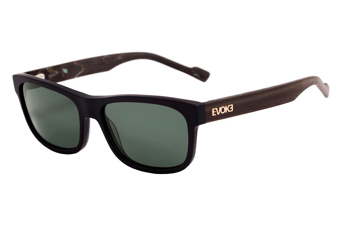 Óculos de Sol Evoke On The Rocks III A01S Matte Black Temple Wood / G15 Green