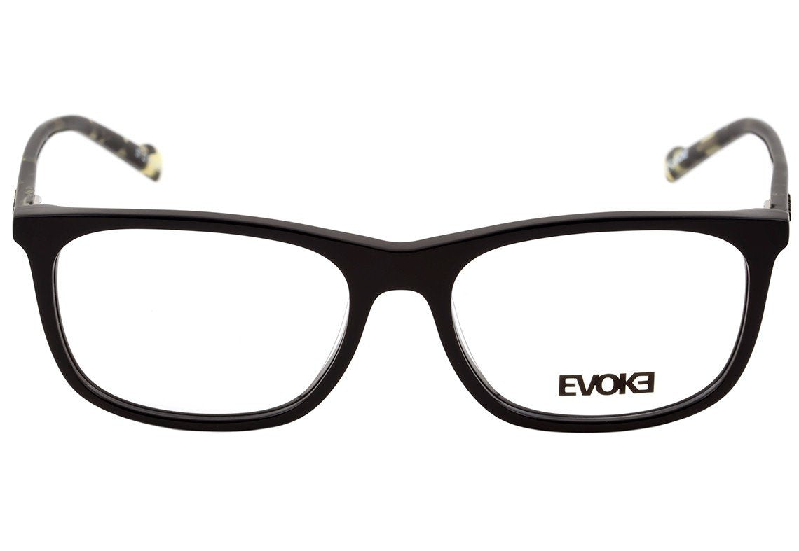 Óculos de Grau Evoke On The Rocks 05 A01 Black Shine Temple Green Turtle - Lente 5,7 cm