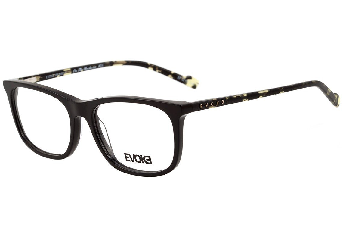 Óculos de Grau Evoke On The Rocks 05 A01 Black Shine Temple Green Turtle - Lente 5,7 cm