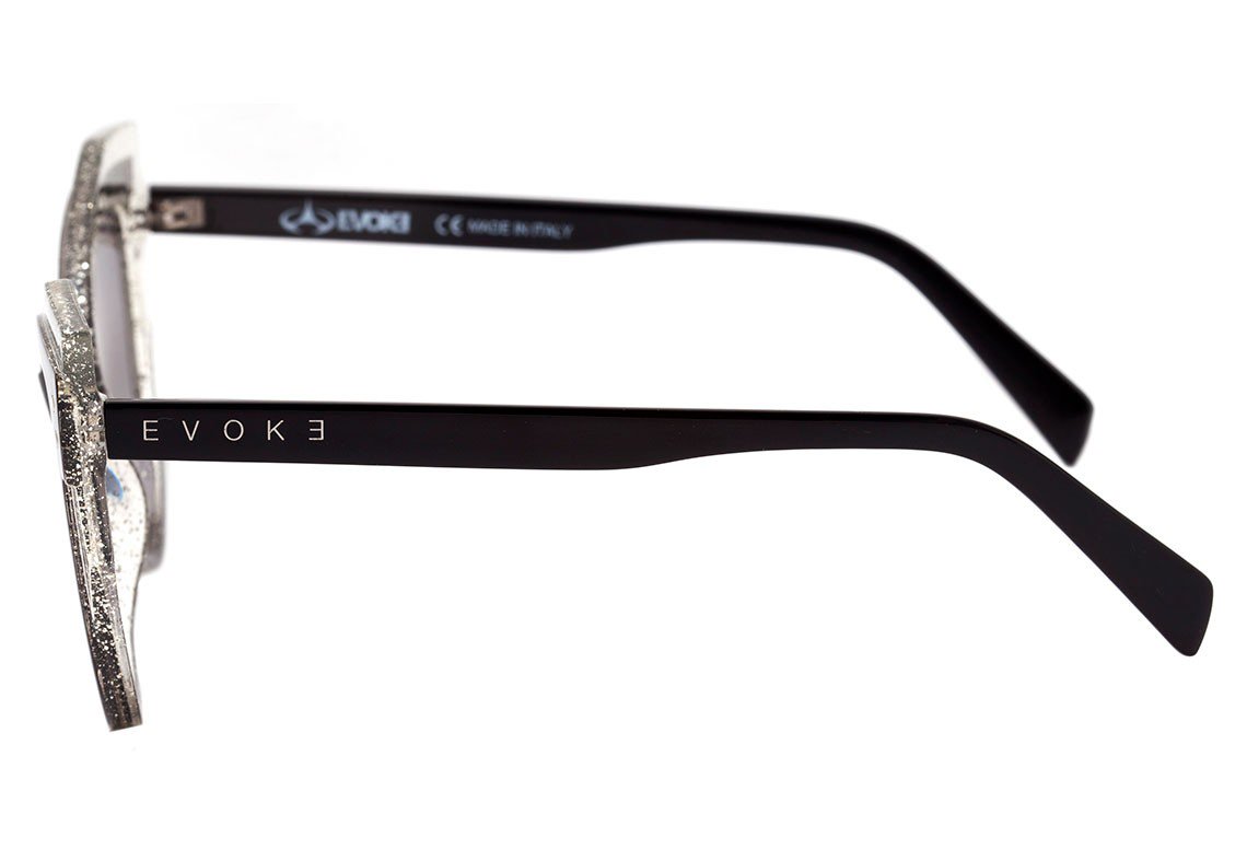 Evoke Unique A01S Black Shine Glitter / Silver Flash - Lente 4,6 cm - Sol