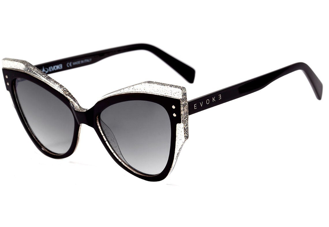 Evoke Unique A01S Black Shine Glitter / Silver Flash - Lente 4,6 cm - Sol