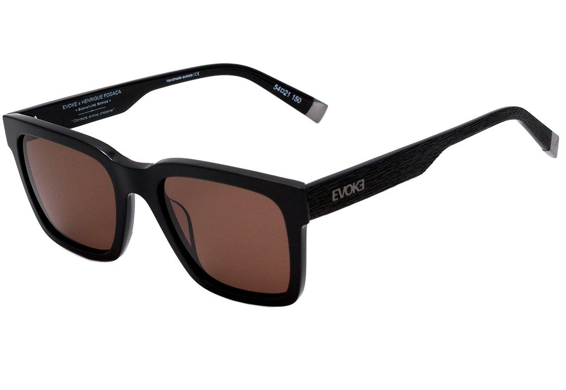 Óculos de Sol Evoke Uprise Ds1 Edição Limitada Henrique Fogaça - A01 Black Shine/ Brown