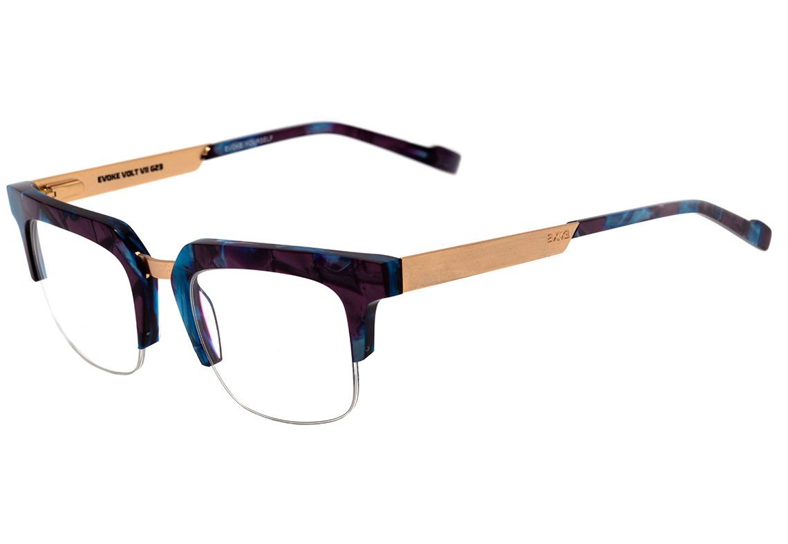 Óculos de Grau Evoke Volt 07 G23 Blue Marble Temple Gold - 50 mm
