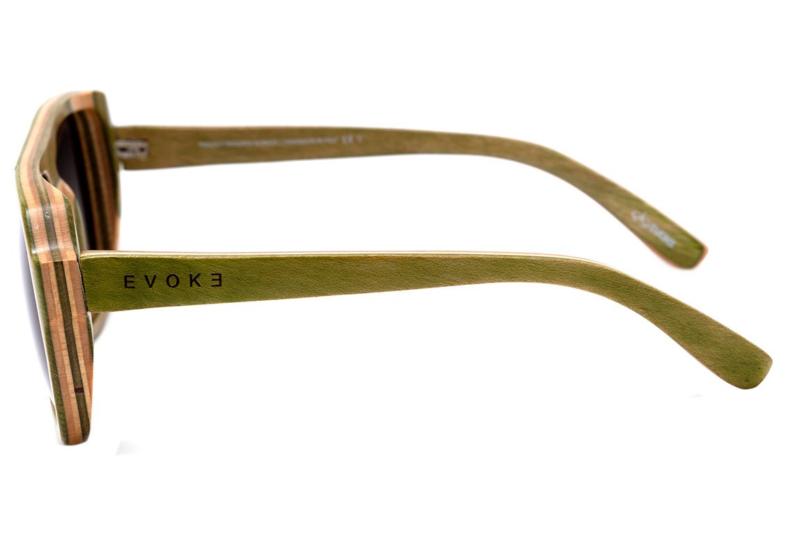 Óculos de Sol Evoke Wood Series 01 Madeira Maple Collection Army Green / Green - 55 mm