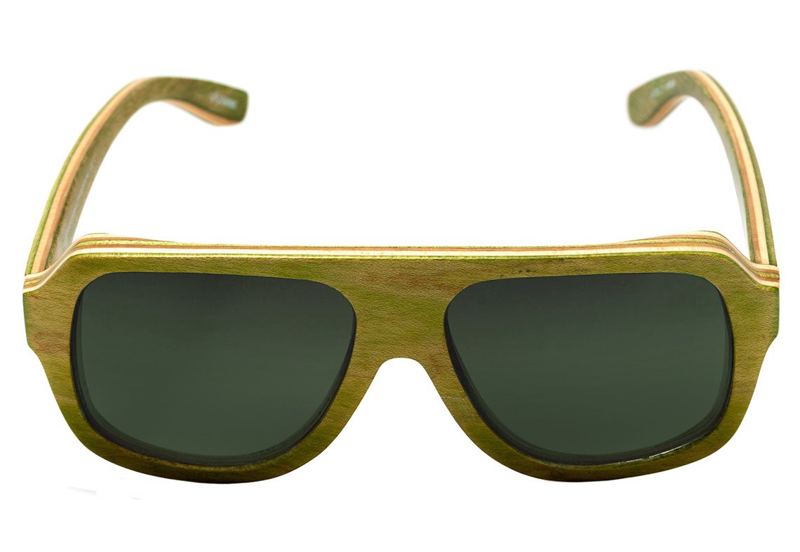 Óculos de Sol Evoke Wood Series 01 Madeira Maple Collection Army Green / Green - 55 mm