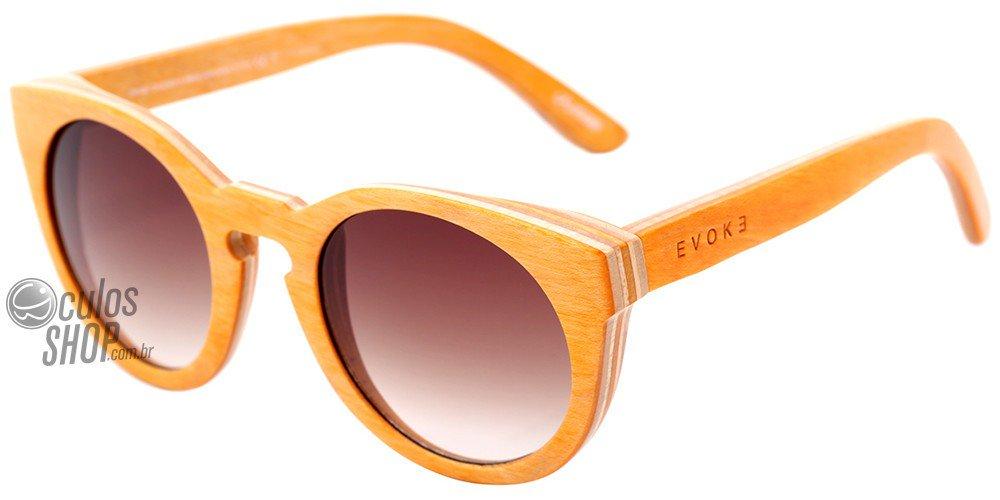 Óculos de Sol Evoke Wood Series 03 Madeira Maple Collection - Yellow/ Brown Degradê