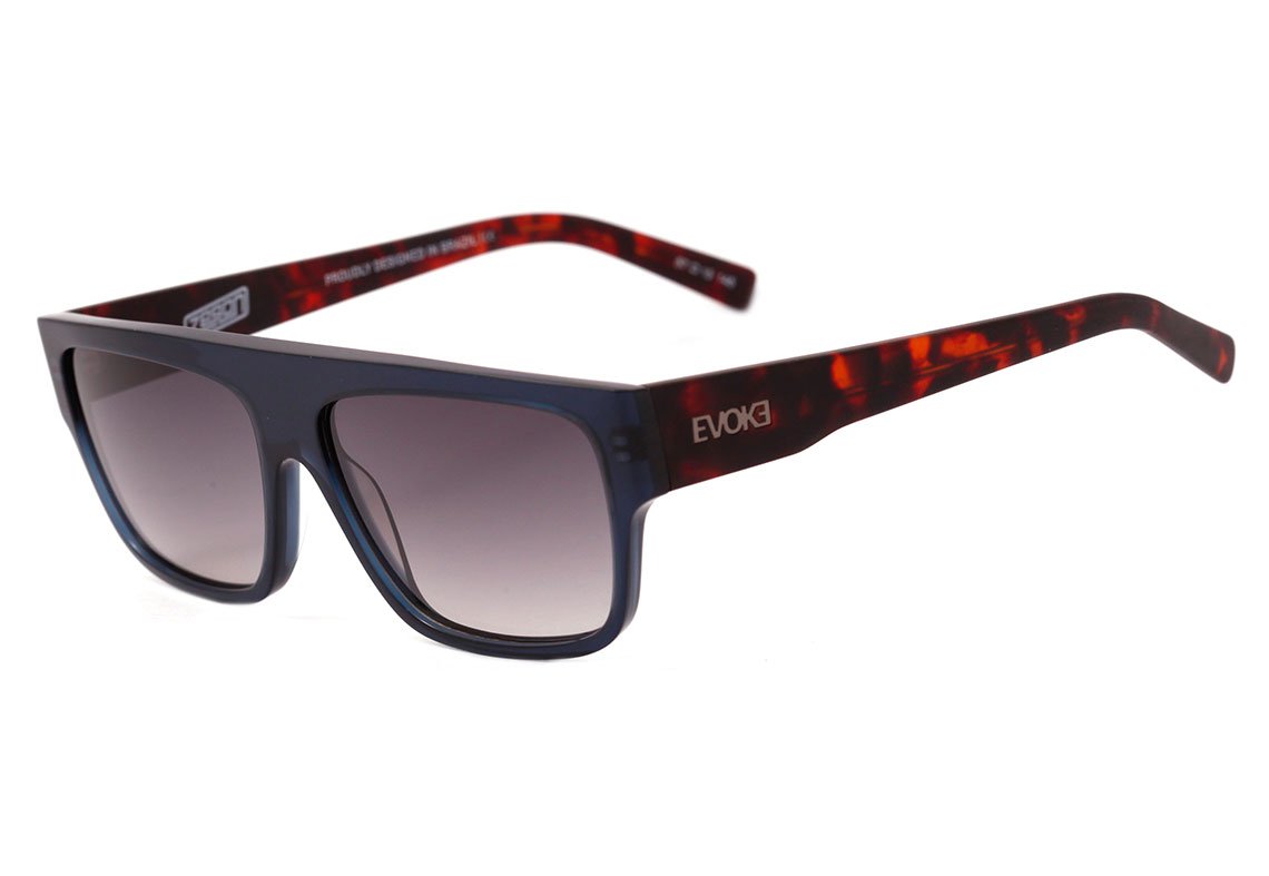 Óculos de Sol Evoke Zegon D01T Crystal Blue Temple Turtle / Gray Gradient Unico - 57 mm