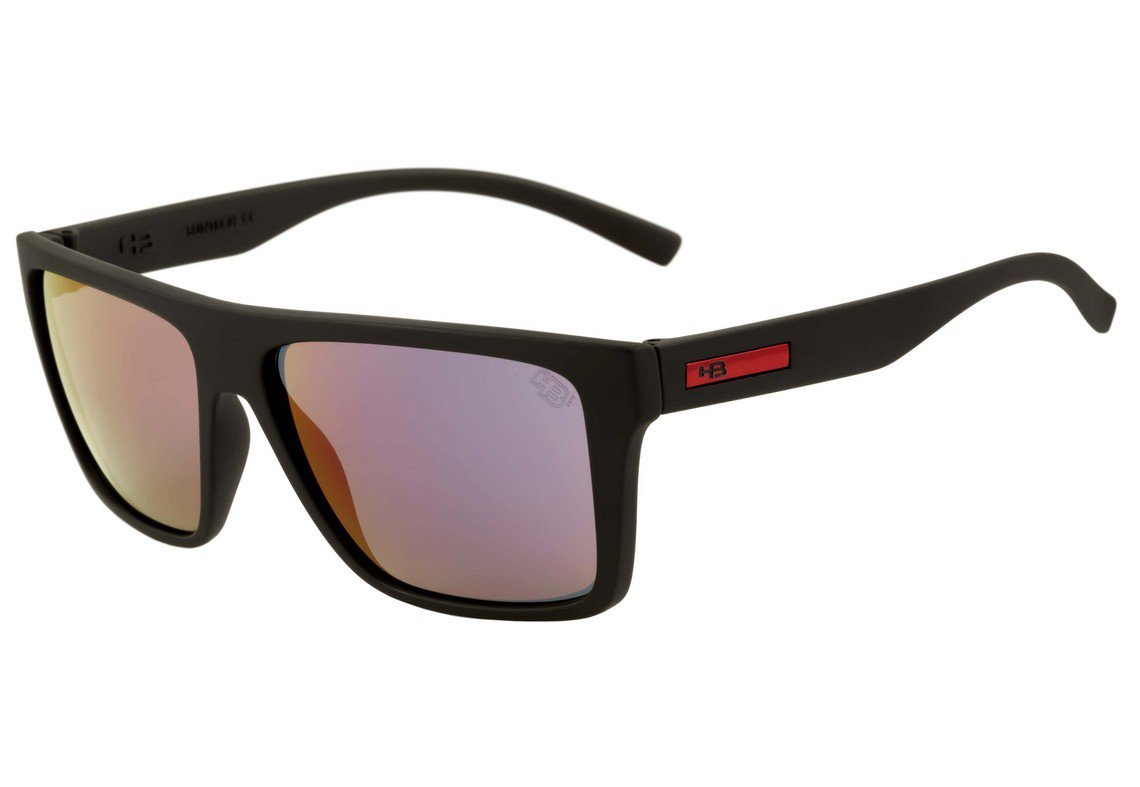 Óculos de Sol HB Floyd Matte Black Wood / Gray - 57 mm Matte Black/ Pink Espelhado