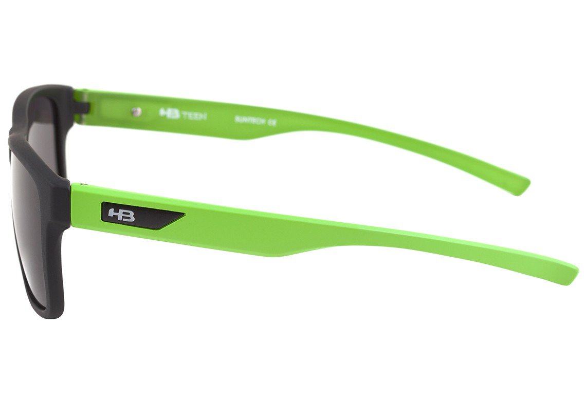 Óculos de Sol HB Teen H-Bomb Matte Black Lucky Green / Gray - 49 mm