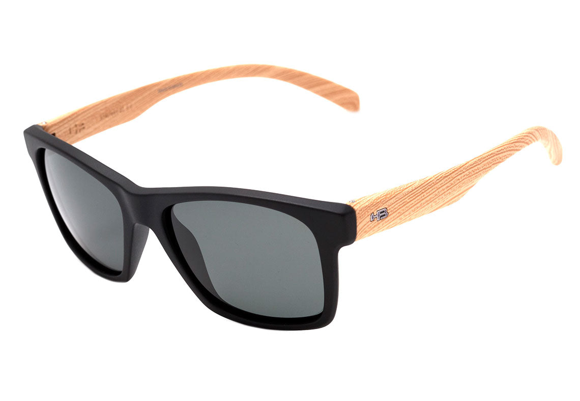 Óculos de Sol HB Unafraid Matte Black Wood / Gray Polarized Unico - Lente 5,5 cm