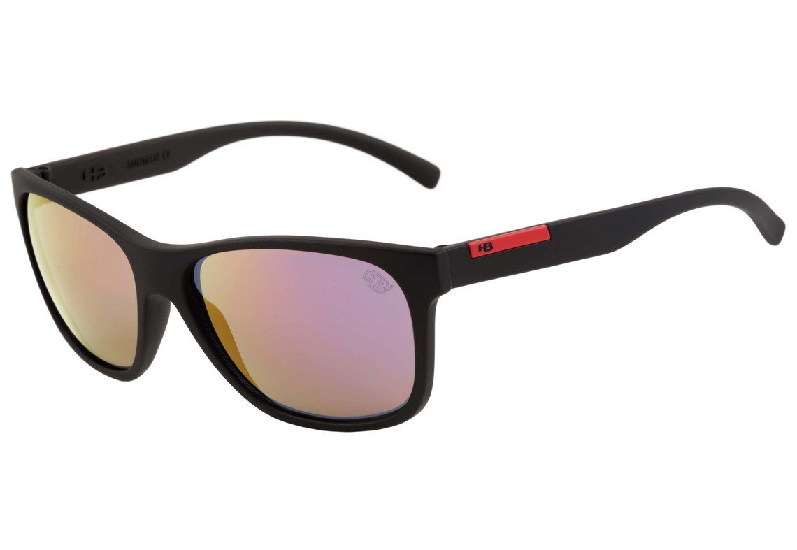 Óculos de Sol HB Underground Matte Black Wood / Gray Unico - 60 mm Matte Black D. Red/ Pink Espelhado