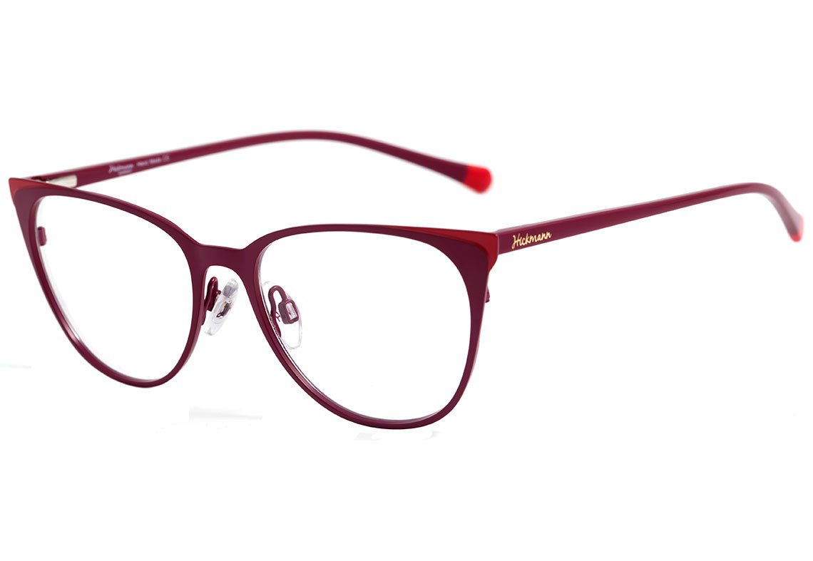 Óculos de Grau Hickmann Hi 1039 07A Vinho E Vermelho Fosco - 52 mm