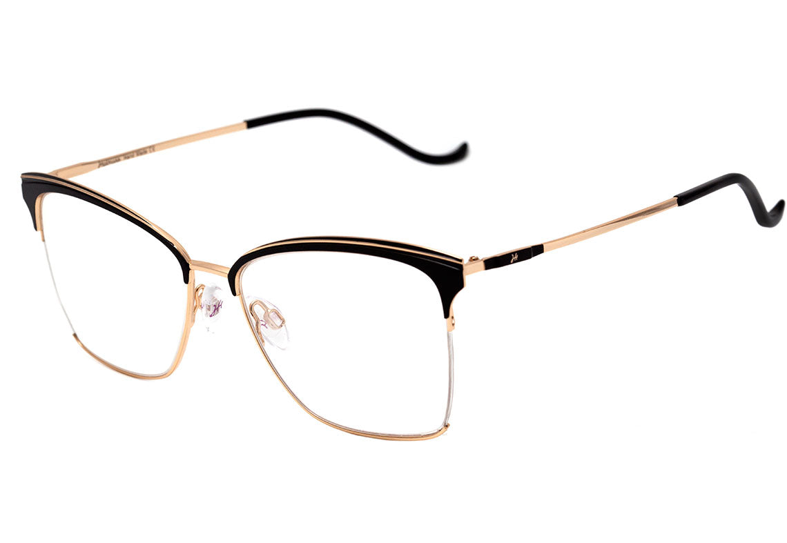 Óculos de Grau Hickmann Hi 1056 09A Preto E Dourado Brilho Lente 5,5 Cm
