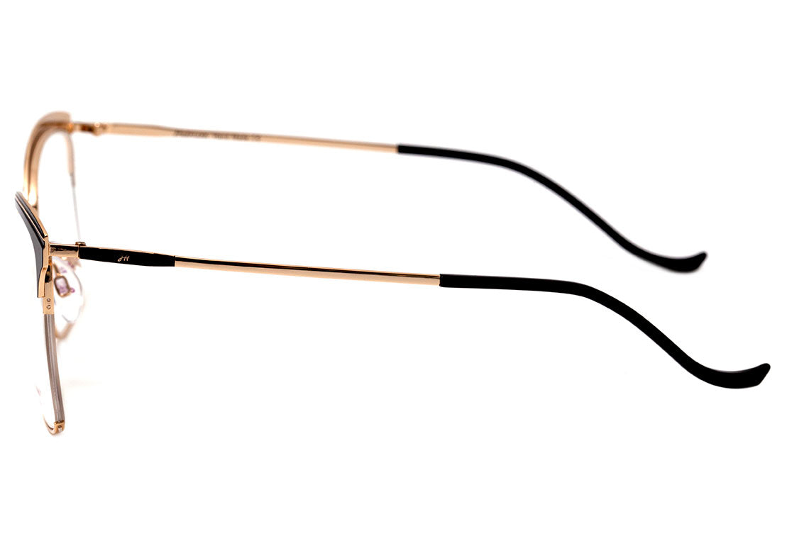 Óculos de Grau Hickmann Hi 1056 09A Preto E Dourado Brilho Lente 5,5 Cm