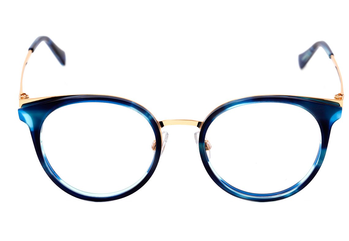 Óculos de Grau Hickmann HI 1069 E02 Azul Mesclado e Dourado Brilho - 51 mm