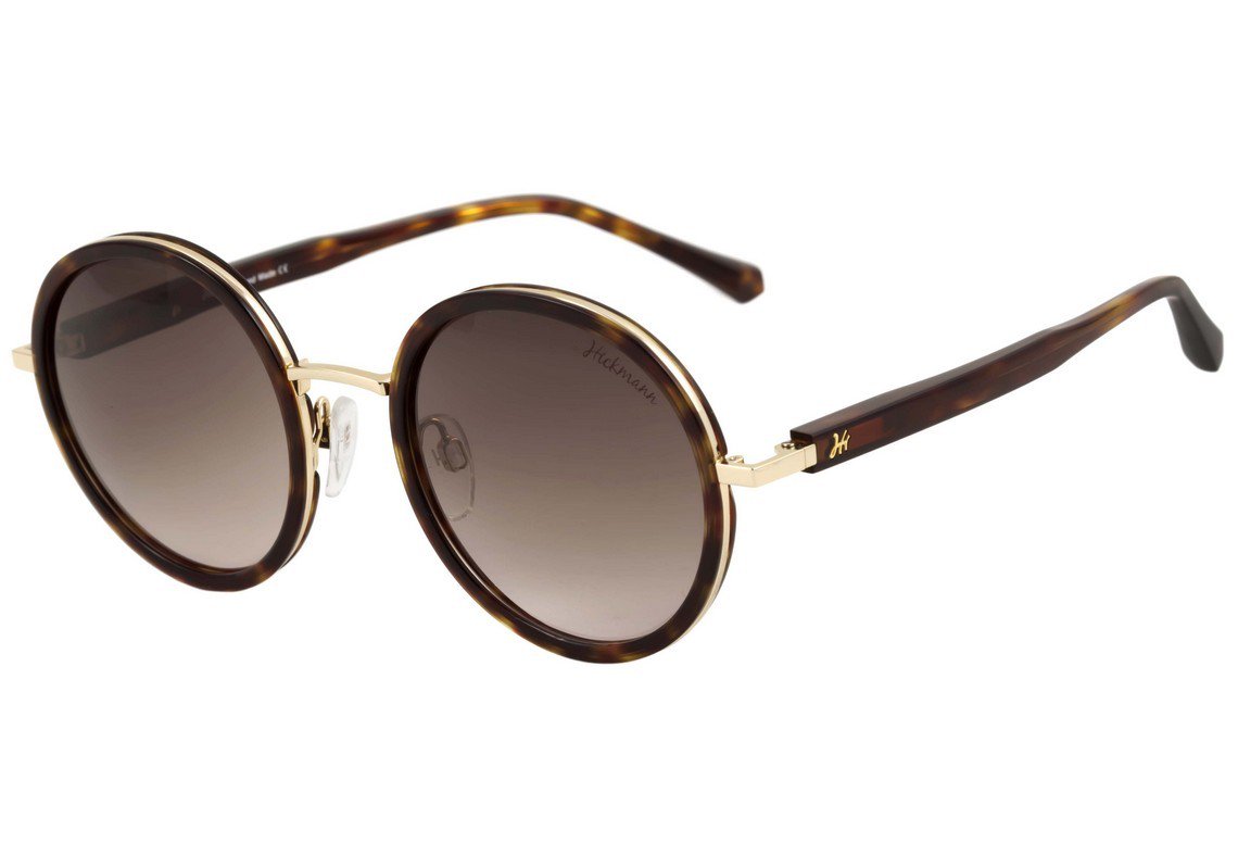 Óculos de Sol Hickmann HI 3015 A01 Preto Brilho e Estampado Floral / Preto Degradê - 51 mm G21 Marrom Mesclado E Dourado/ Marrom Degradê - 51 mm