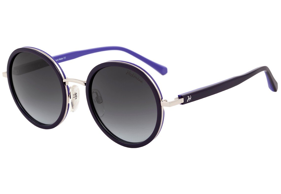 Óculos de Sol Hickmann HI 3015 H02 Azul e Prata Brilho / Preto Degradê - 51 mm