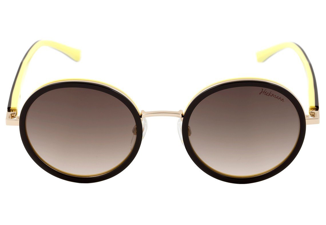 Óculos de Sol Hickmann HI 3015 A01 Preto Brilho e Estampado Floral / Preto Degradê - 51 mm G21 Marrom Mesclado E Dourado/ Marrom Degradê - 51 mm